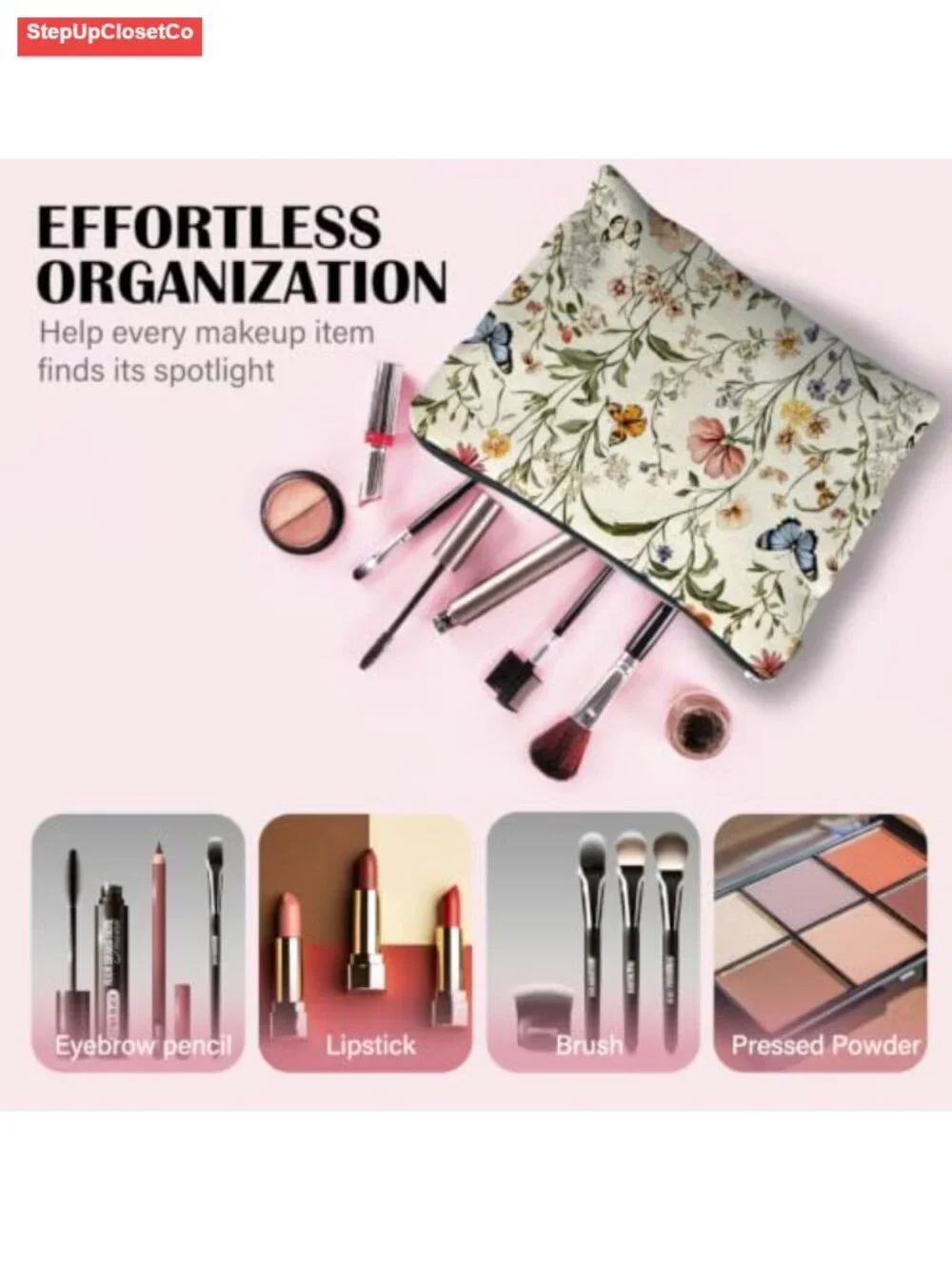 Canvas Toiletry Bag Zipper Pouch, Linen-Style Makeup Organizer for Travel &